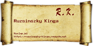 Ruzsinszky Kinga névjegykártya